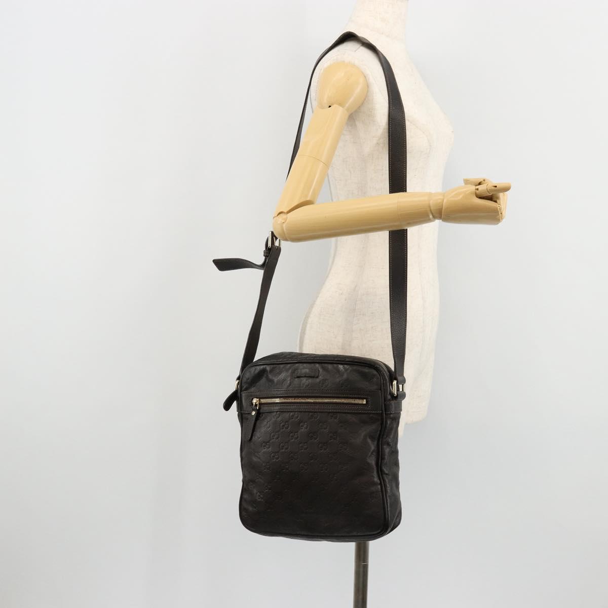 GUCCI GG Canvas Guccissima Shoulder Bag Leather Brown Gold 201448 Auth bs34524A