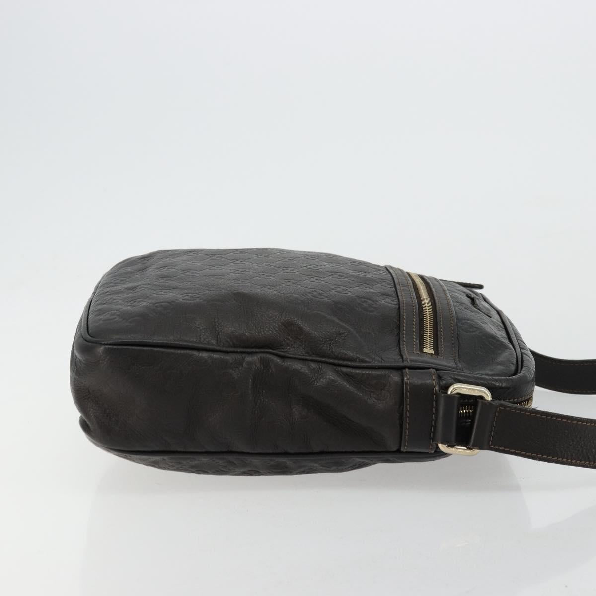 GUCCI GG Canvas Guccissima Shoulder Bag Leather Brown Gold 201448 Auth bs34524A