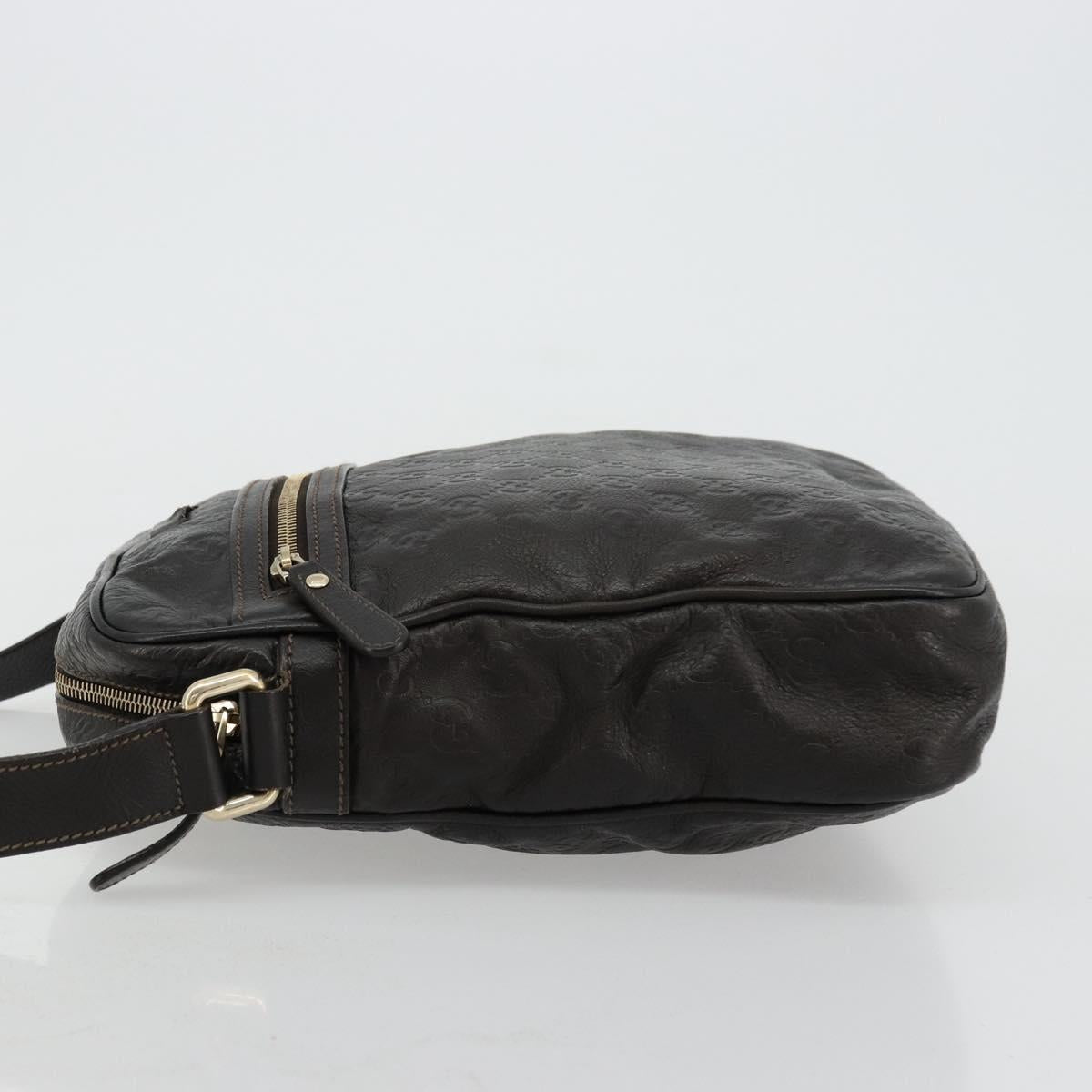 GUCCI GG Canvas Guccissima Shoulder Bag Leather Brown Gold 201448 Auth bs34524A