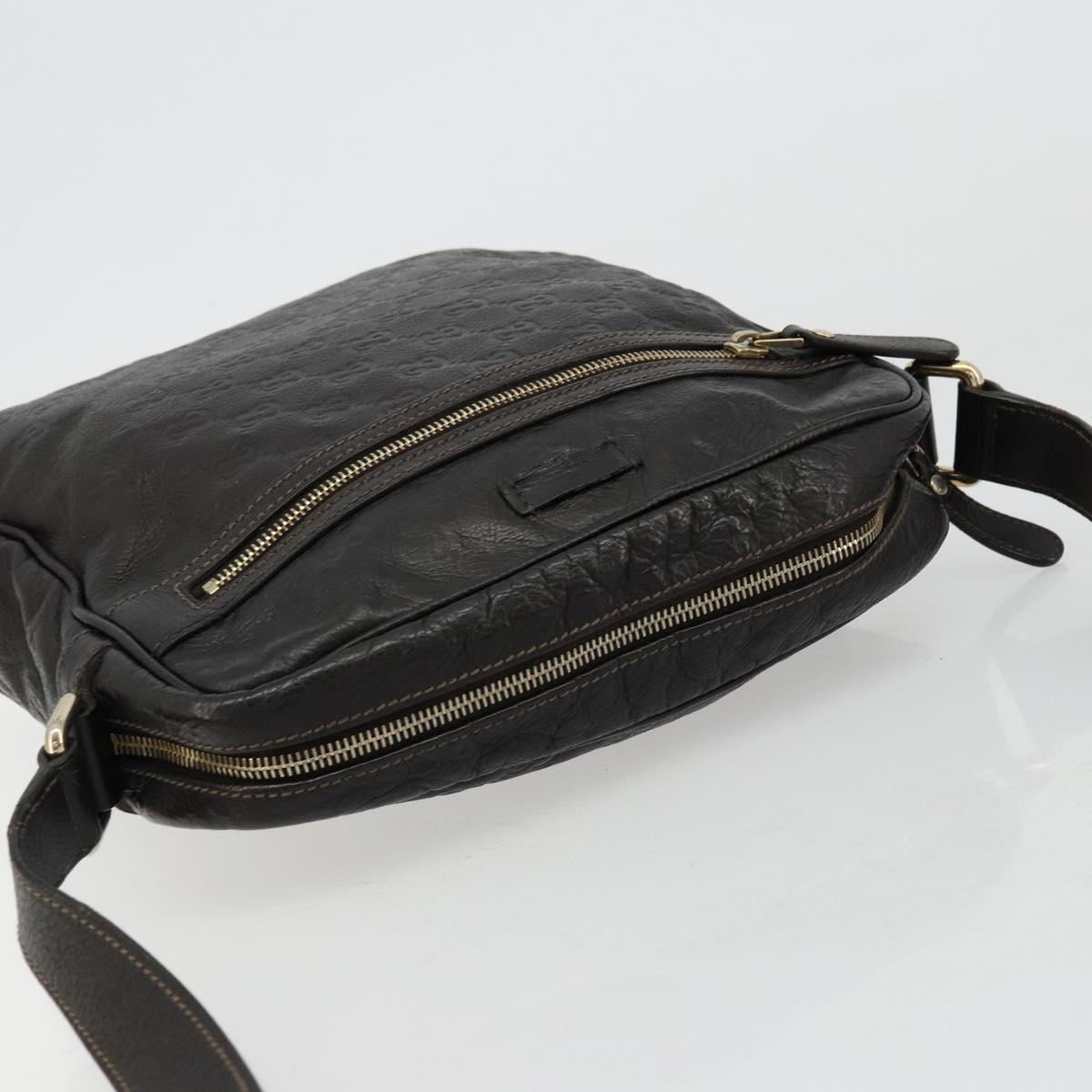 GUCCI GG Canvas Guccissima Shoulder Bag Leather Brown Gold 201448 Auth bs34524A