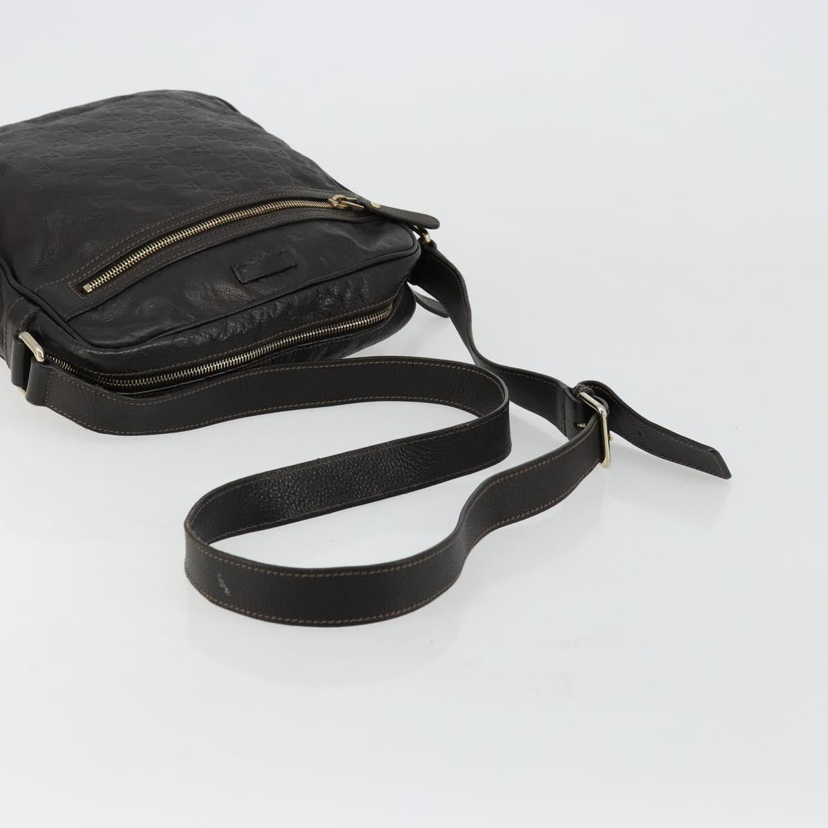 GUCCI GG Canvas Guccissima Shoulder Bag Leather Brown Gold 201448 Auth bs34524A