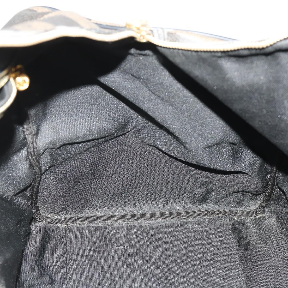 FENDI Pecan Canvas Boston Bag PVC 2way Brown Black Auth bs34526
