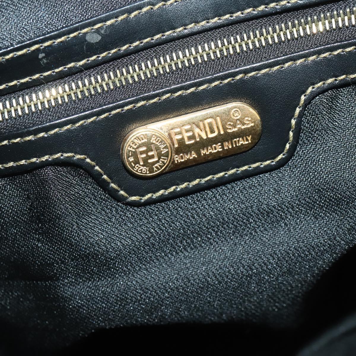 FENDI Pecan Canvas Boston Bag PVC 2way Brown Black Auth bs34526