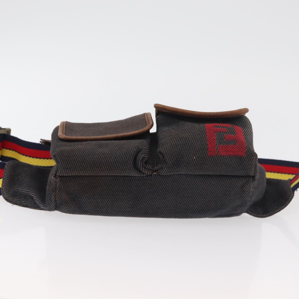 FENDI Waist bag Canvas Brown Auth bs34529
