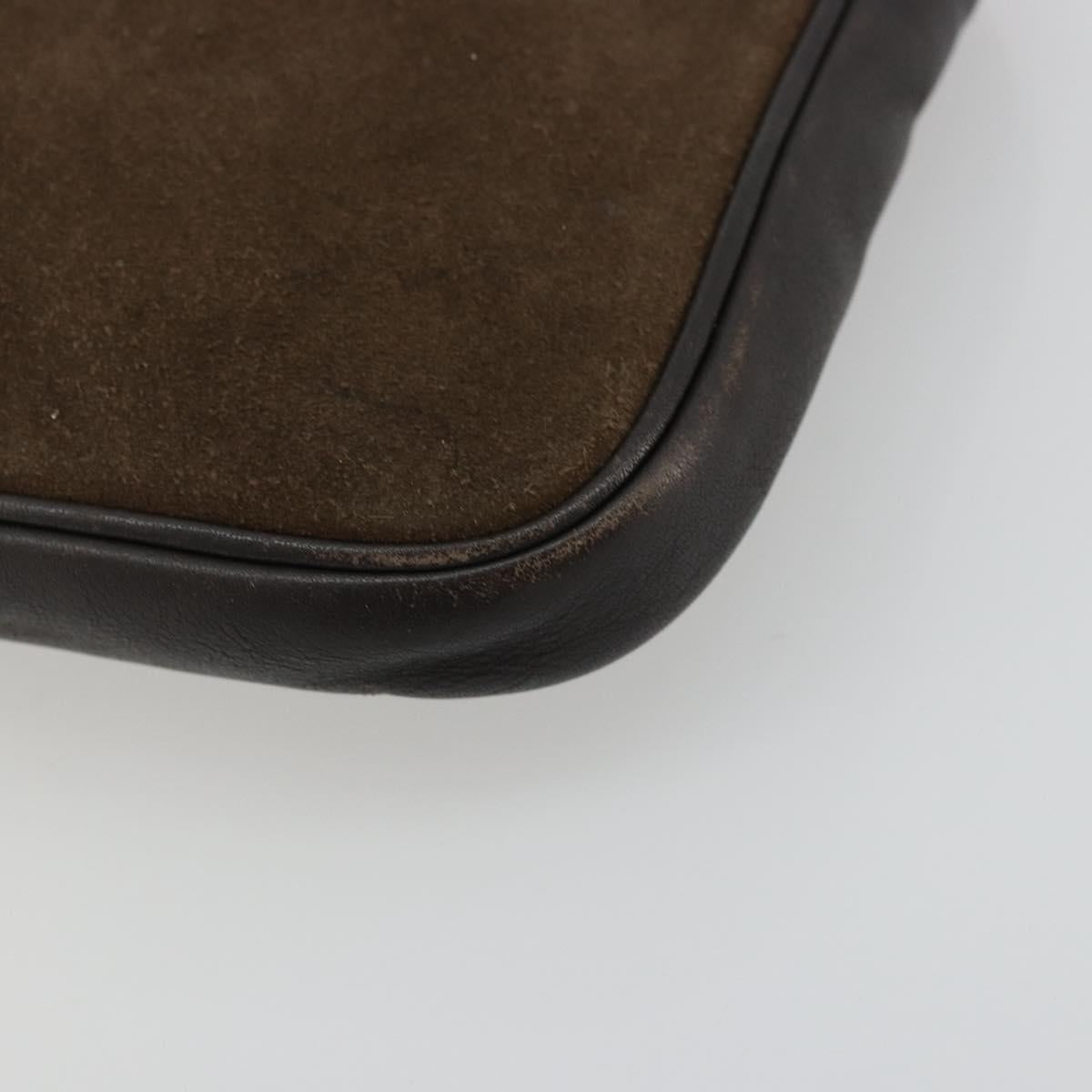 LOEWE Anagram Shoulder Bag Leather Brown Gold Auth bs34530
