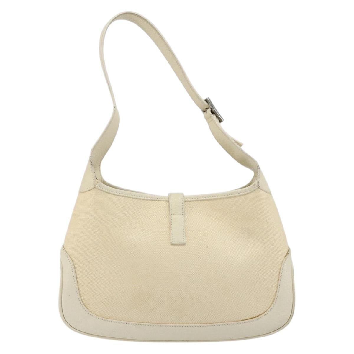 GUCCI Jackie Shoulder Bag Coated Canvas Beige Silver 001 3735 Auth bs34532
