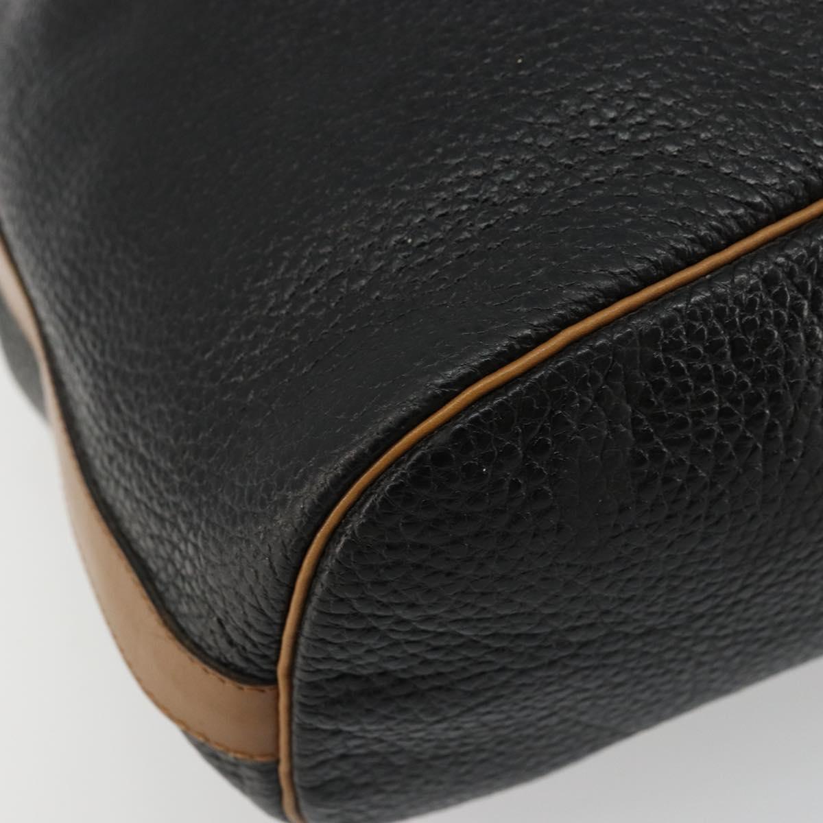 Christian Dior Purse Shoulder Bag Leather Black Gold Auth bs34533