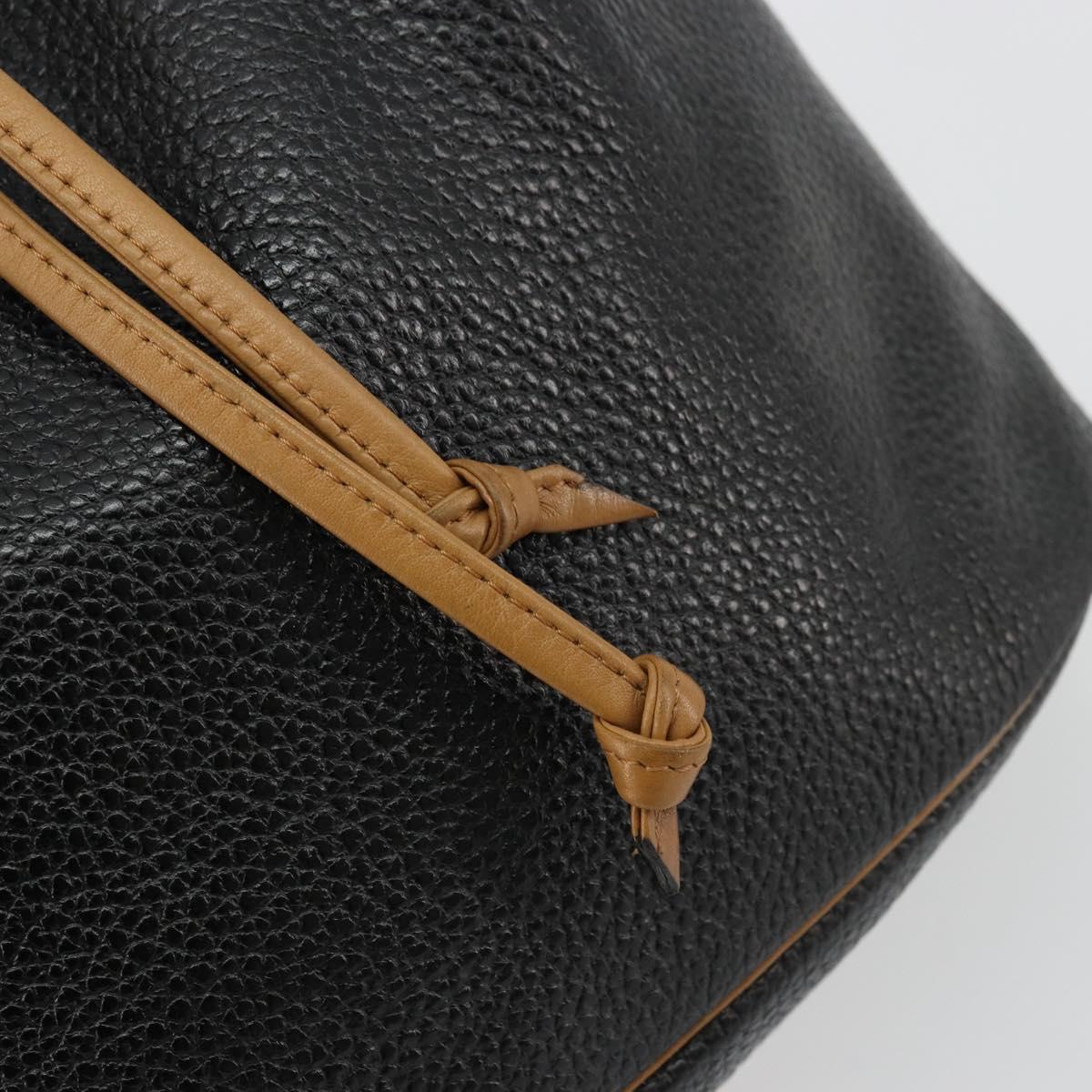 Christian Dior Purse Shoulder Bag Leather Black Gold Auth bs34533