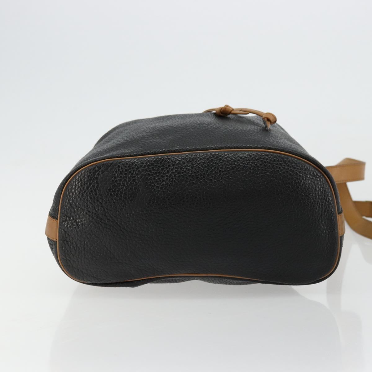 Christian Dior Purse Shoulder Bag Leather Black Gold Auth bs34533
