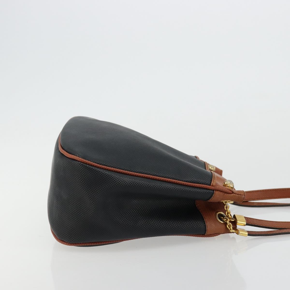 BOTTEGA VENETA Shoulder Bag PVC Leather Black Gold Auth bs34534