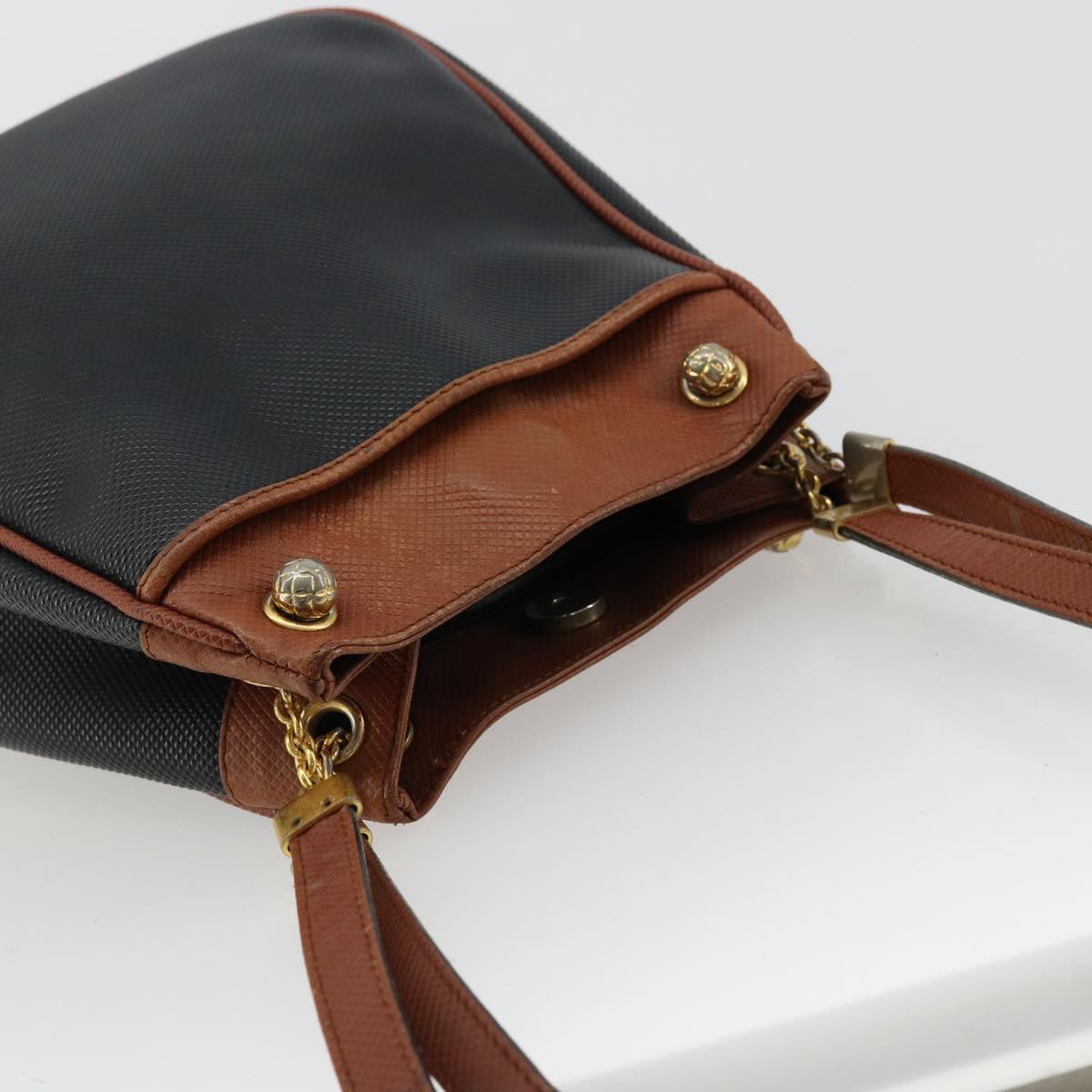 BOTTEGA VENETA Shoulder Bag PVC Leather Black Gold Auth bs34534