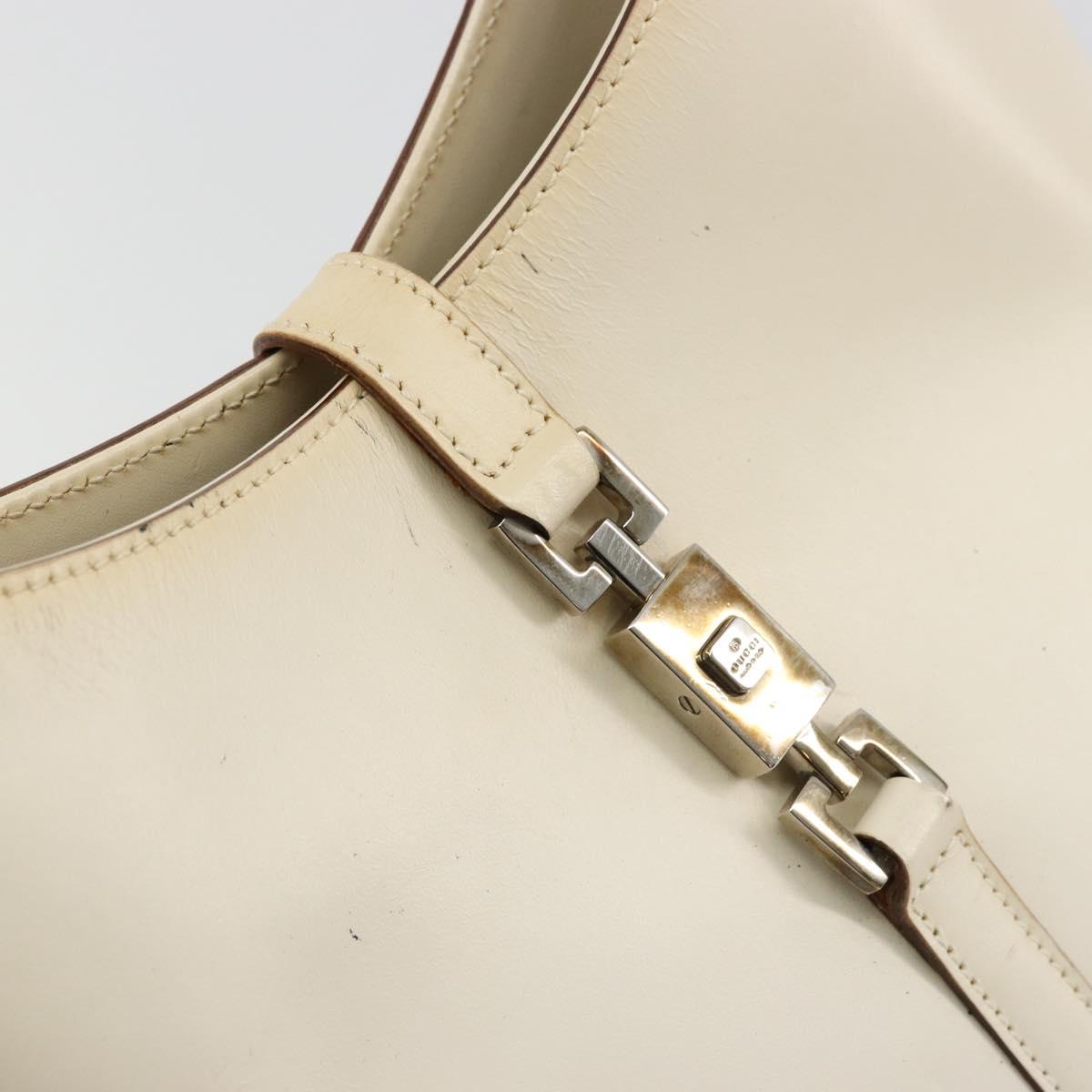 GUCCI Jackie Shoulder Bag Leather White Silver 001 3875 Auth bs34535