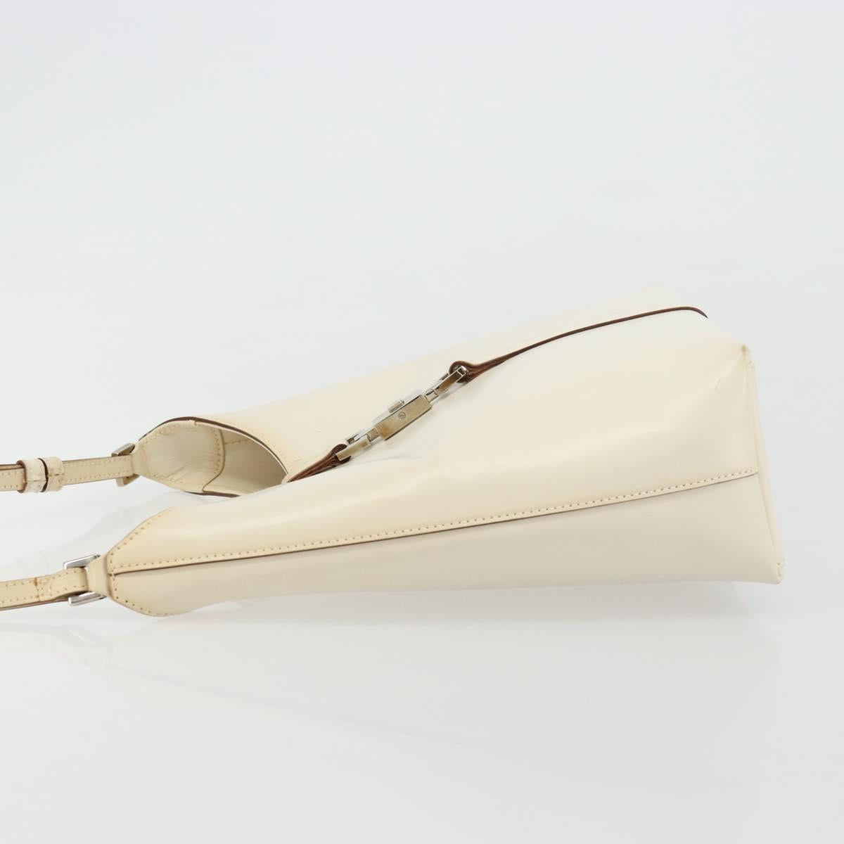 GUCCI Jackie Shoulder Bag Leather White Silver 001 3875 Auth bs34535