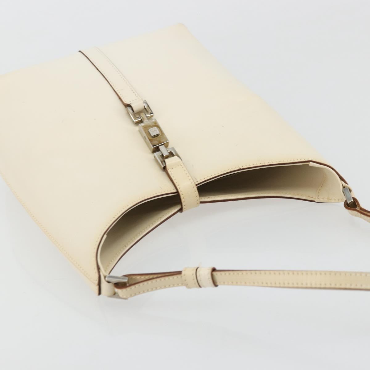 GUCCI Jackie Shoulder Bag Leather White Silver 001 3875 Auth bs34535