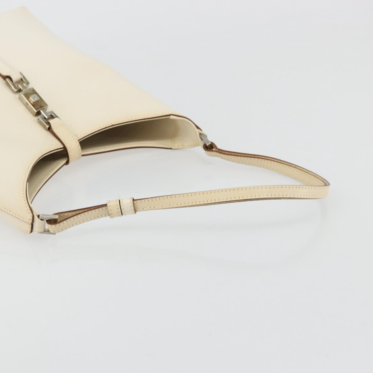 GUCCI Jackie Shoulder Bag Leather White Silver 001 3875 Auth bs34535