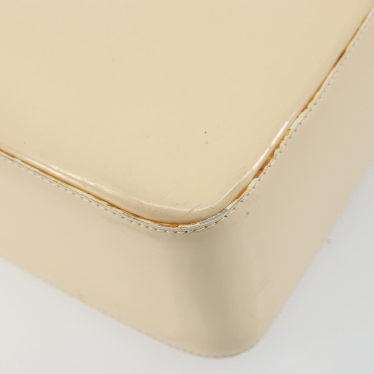 CHANEL Tote Bag Patent leather Ivory Gold CC Auth bs34540