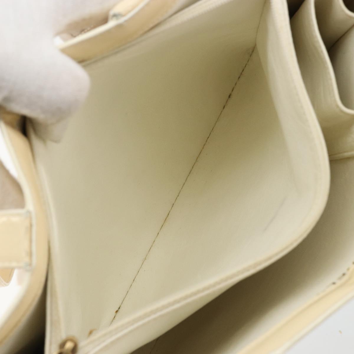 CHANEL Tote Bag Patent leather Ivory Gold CC Auth bs34540