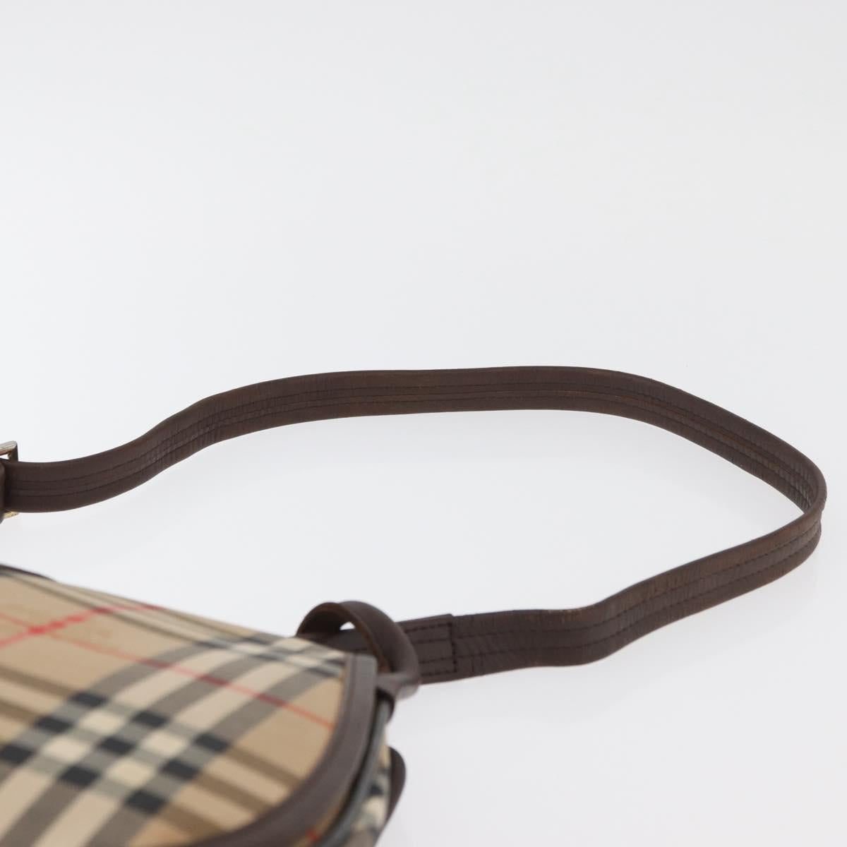Burberrys Nova Check Shoulder Bag Canvas Leather Beige Gold Auth bs34544