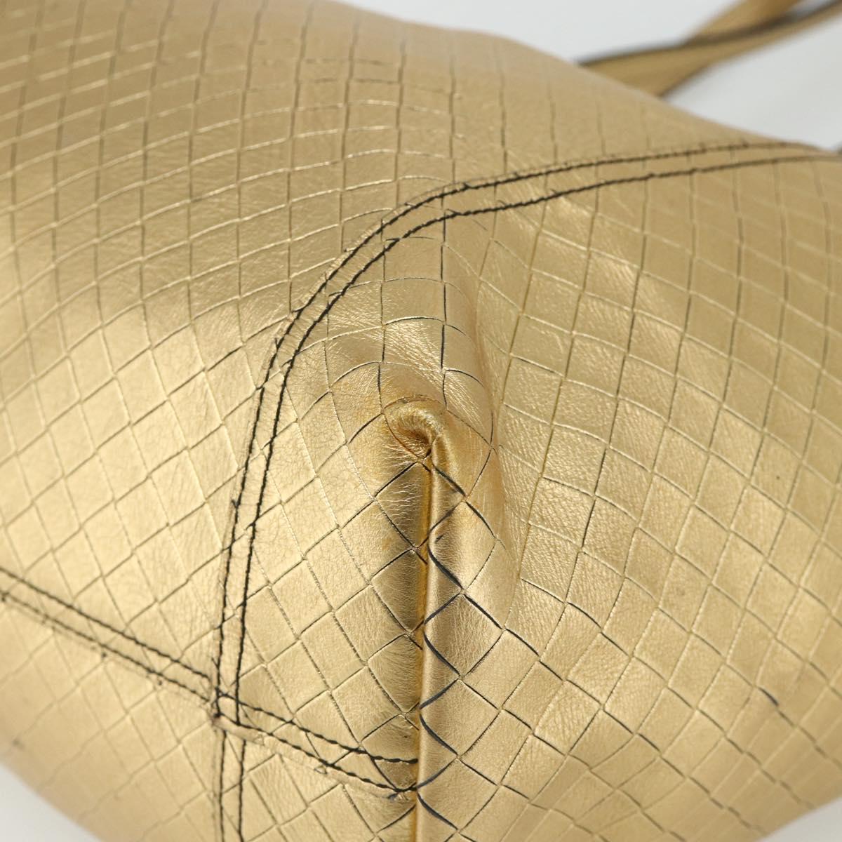 BOTTEGA VENETA INTRECCIATO Tote Bag Leather Gold Auth bs34545