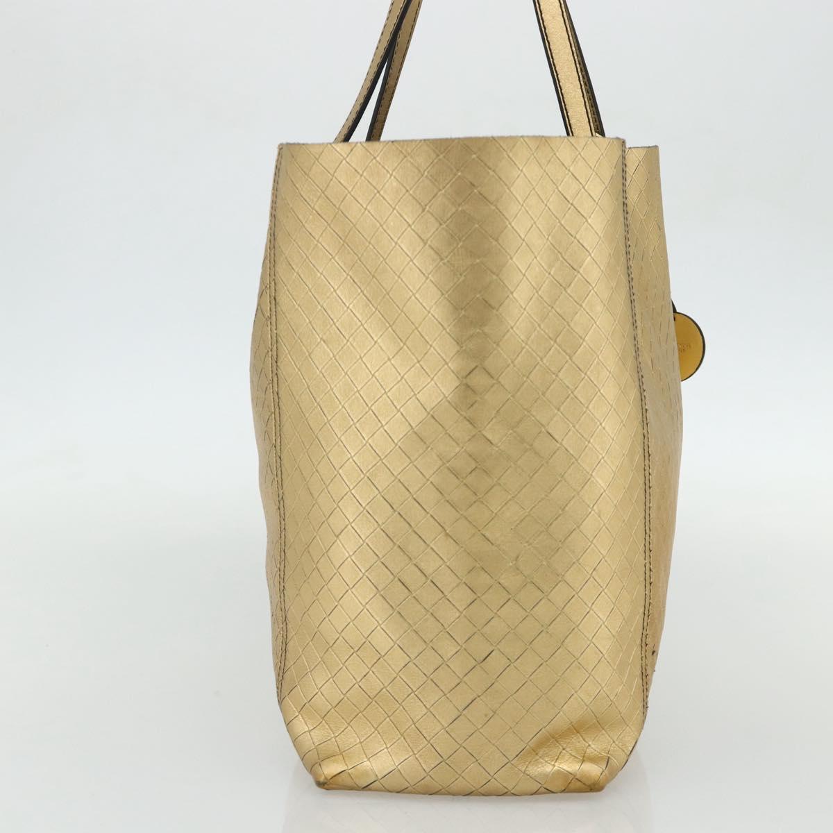 BOTTEGA VENETA INTRECCIATO Tote Bag Leather Gold Auth bs34545