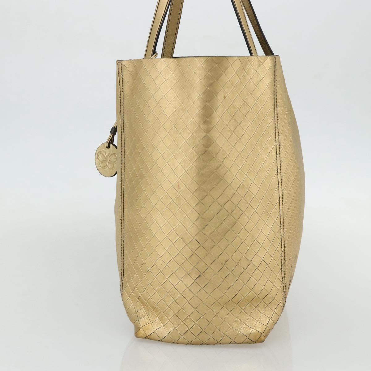 BOTTEGA VENETA INTRECCIATO Tote Bag Leather Gold Auth bs34545
