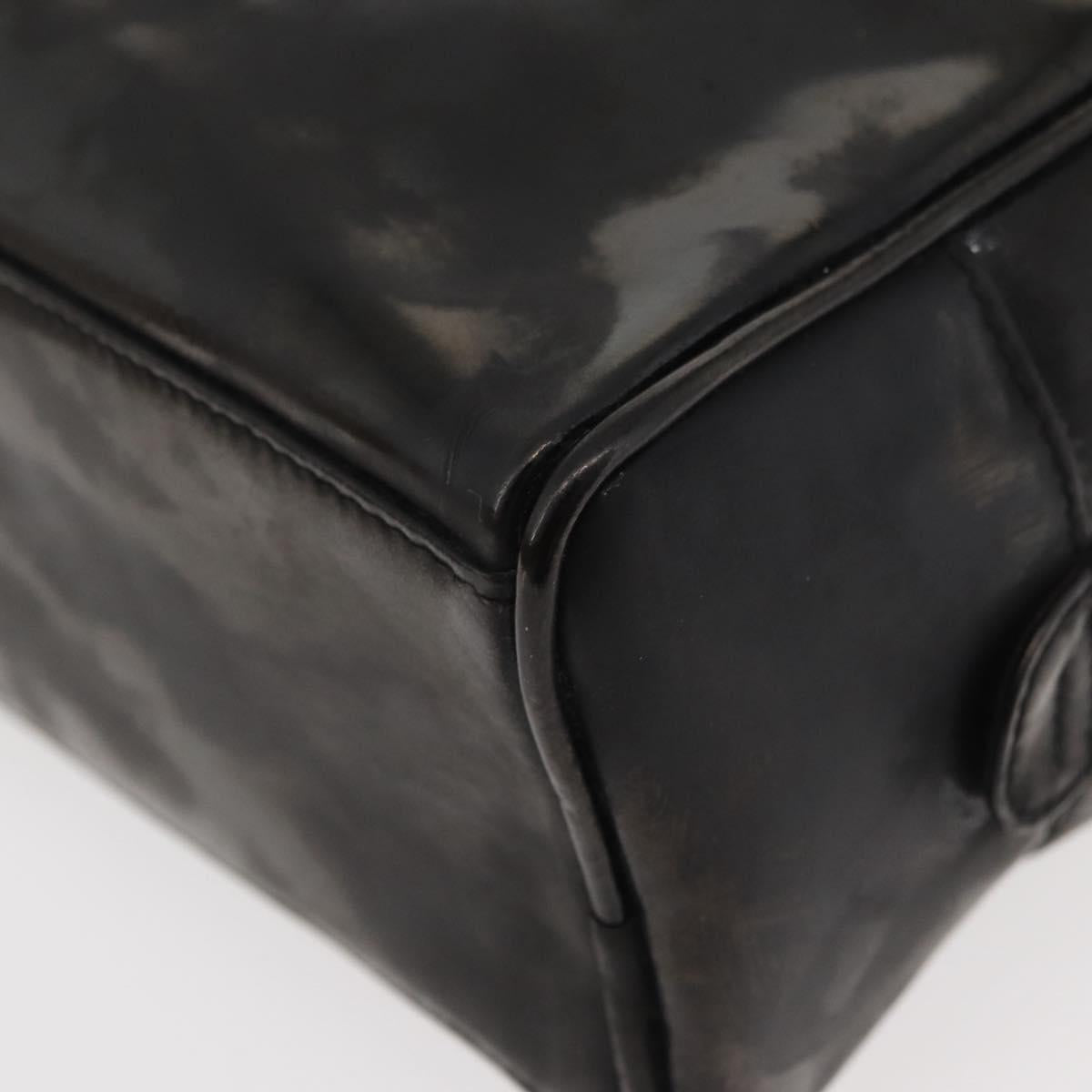 CHANEL Clutch Bag Patent leather Black Gold CC Auth bs34548