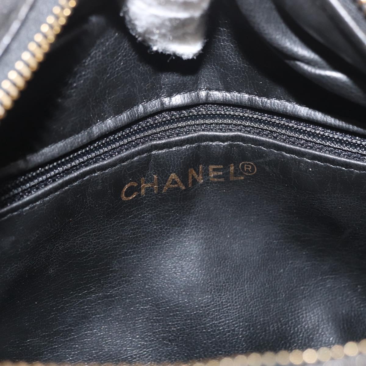 CHANEL Clutch Bag Patent leather Black Gold CC Auth bs34548