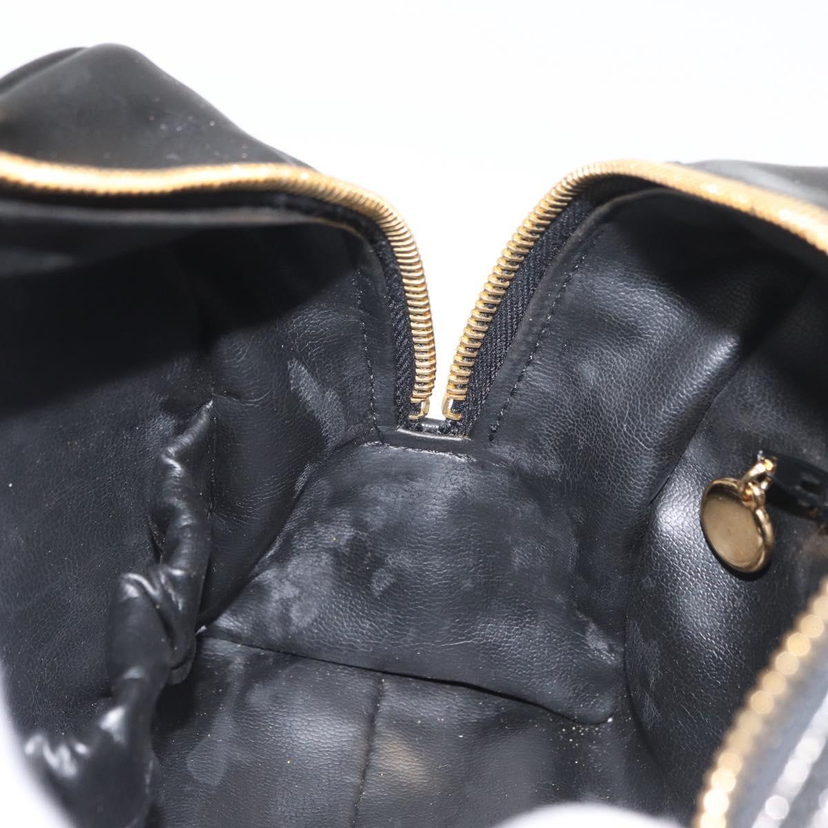 CHANEL Clutch Bag Patent leather Black Gold CC Auth bs34548