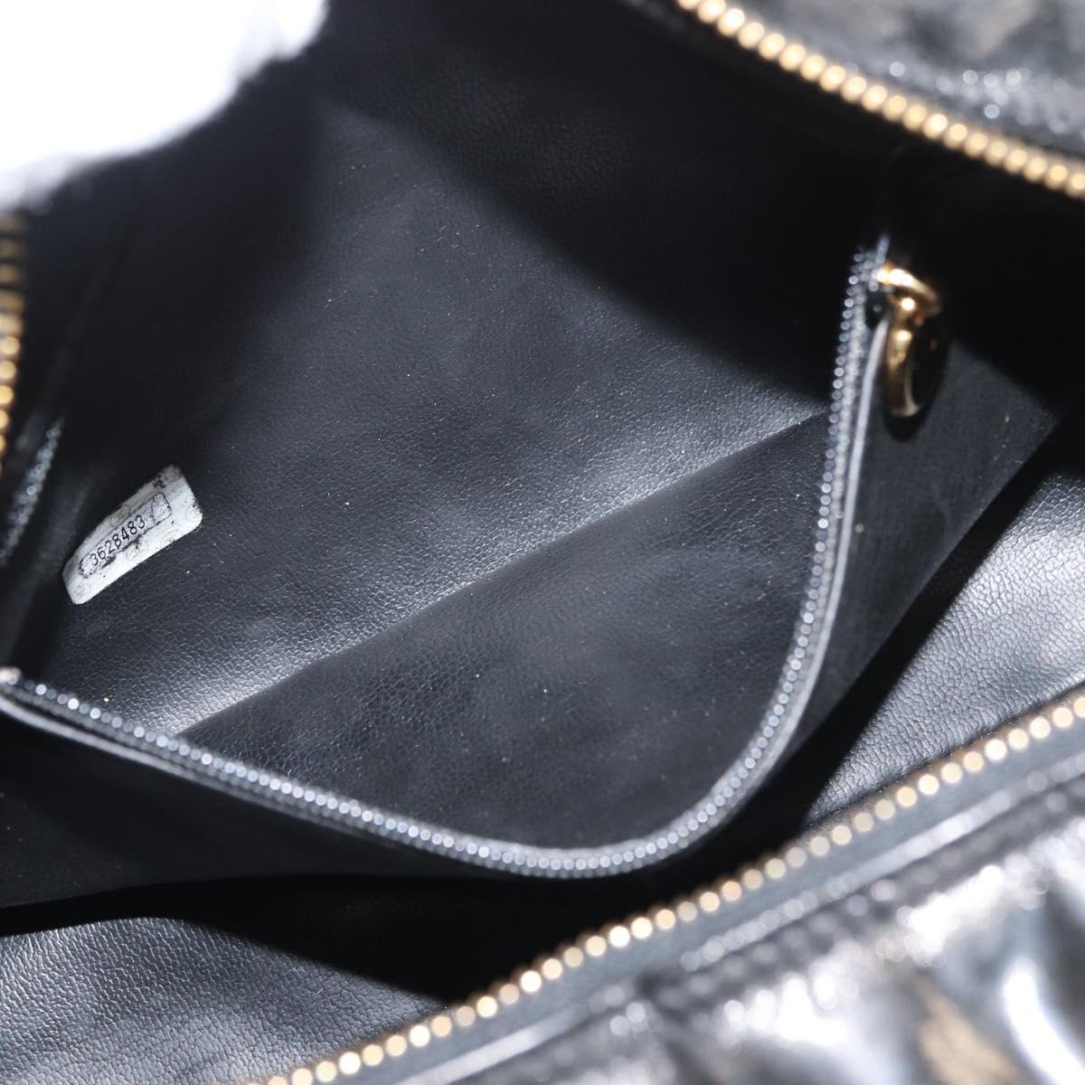CHANEL Clutch Bag Patent leather Black Gold CC Auth bs34548