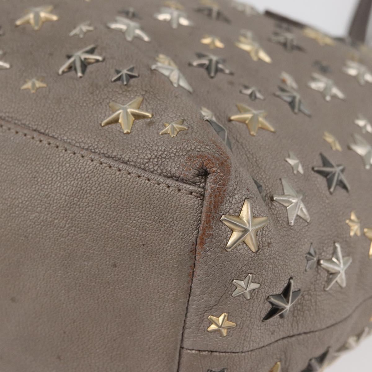 Jimmy Choo Tote Bag Leather Gray Gold Auth bs34549