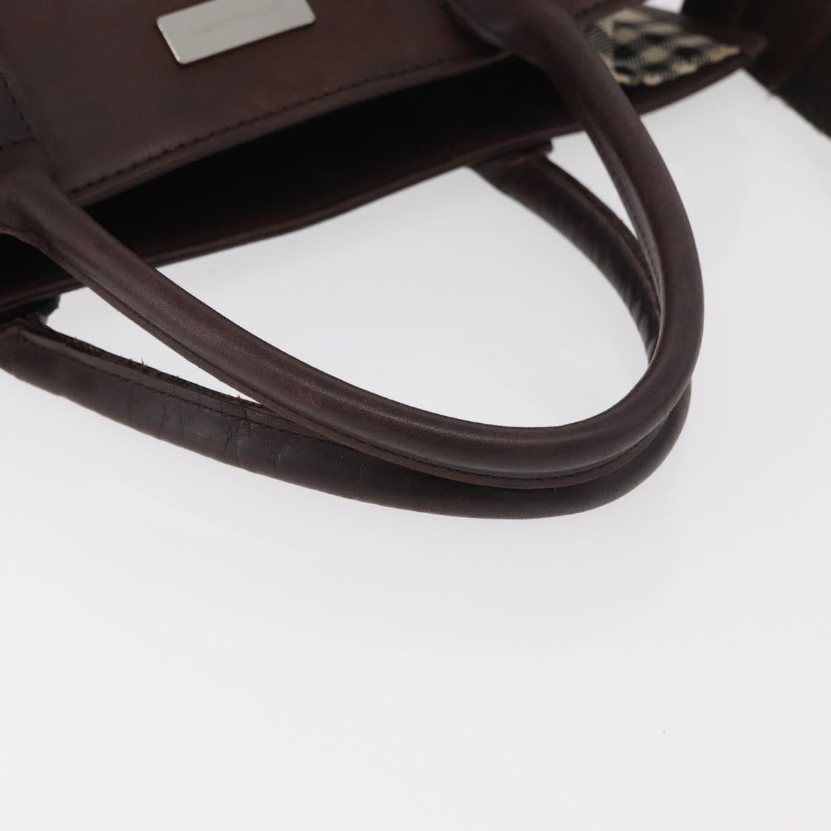 BURBERRY Nova Check Tote Bag Canvas Leather 2way Beige Silver Auth bs34550