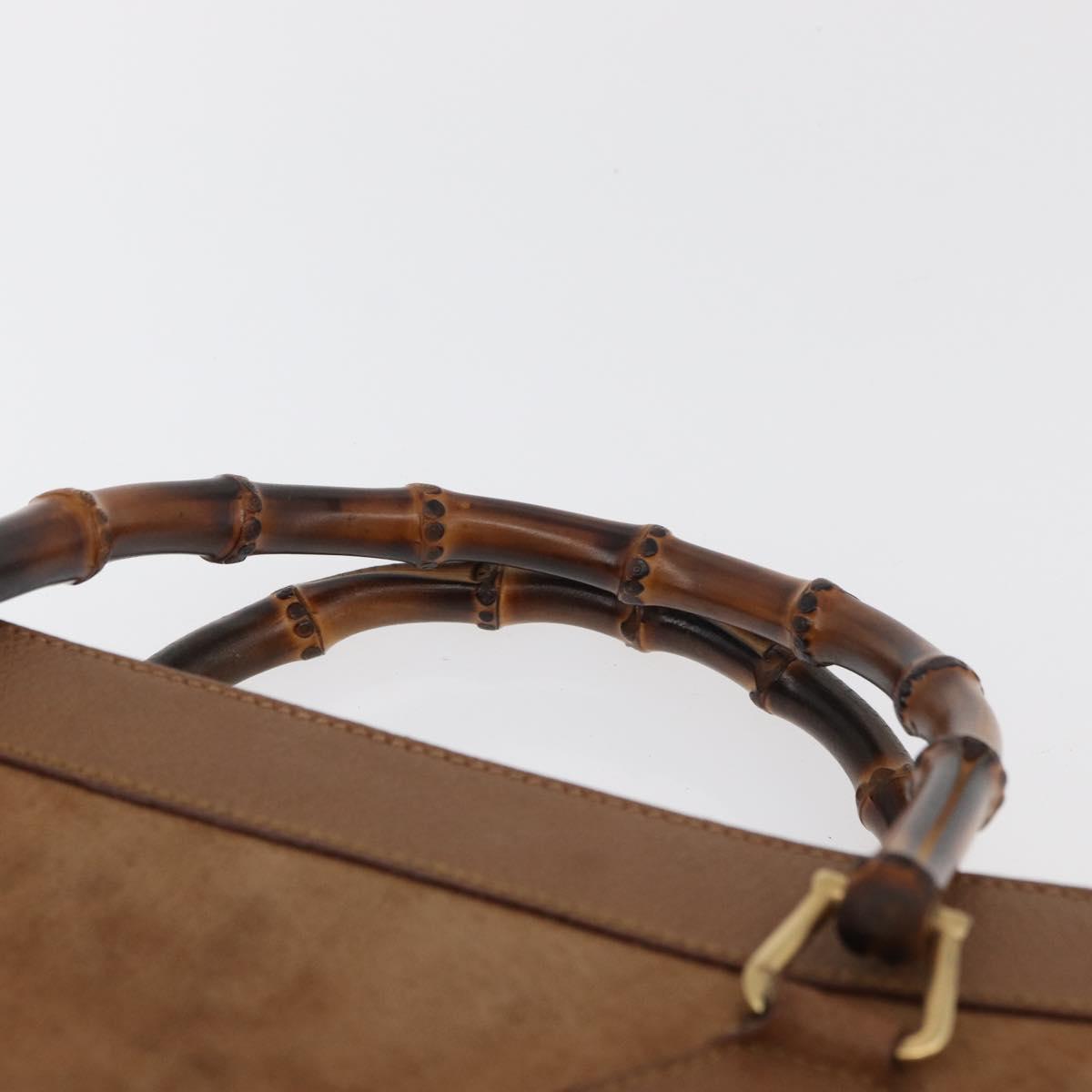 GUCCI Bamboo Tote Bag Suede Leather Brown Gold 002 1186 0259 Auth bs34551