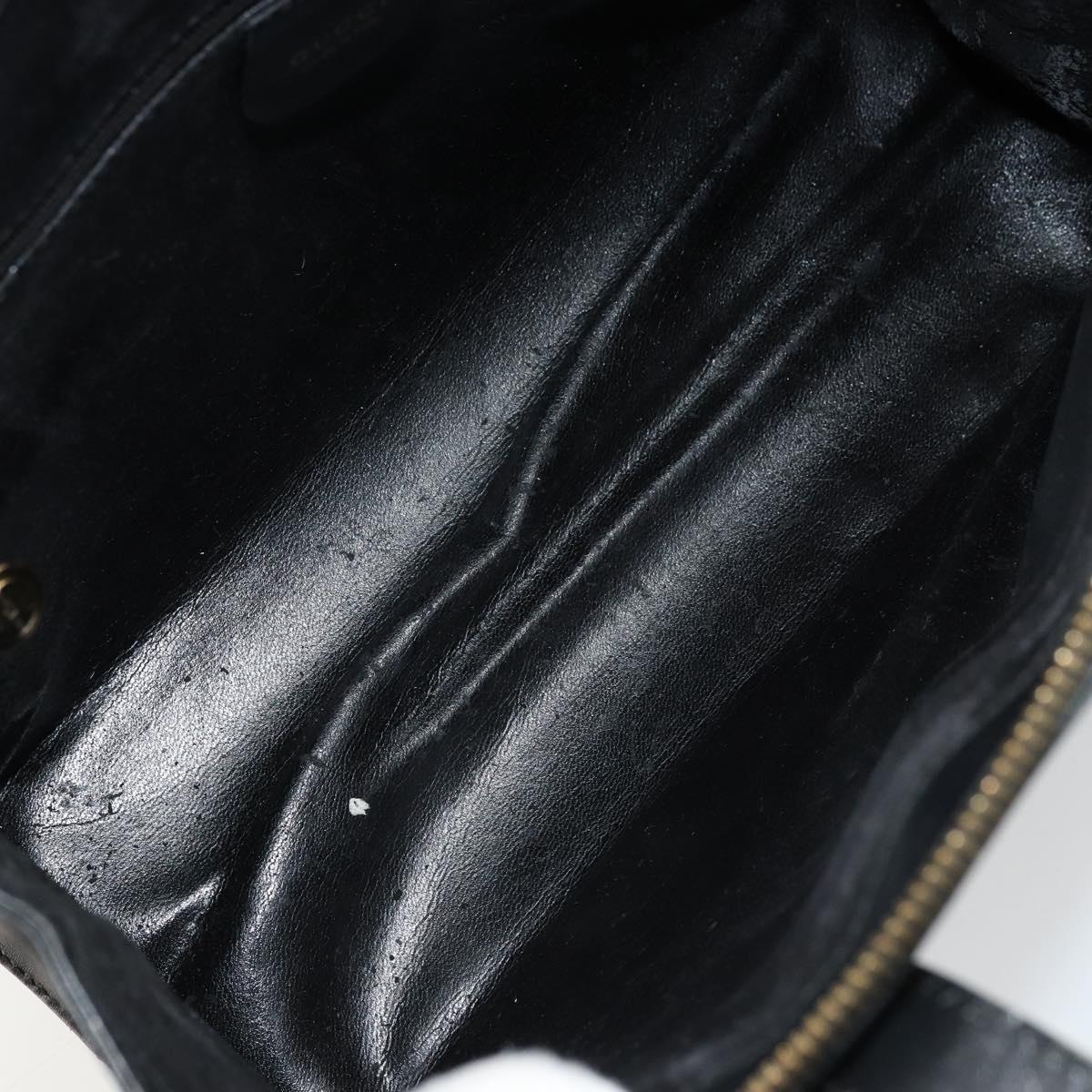 GUCCI Hand Bag Leather Black Gold 000 2058 0569 0 Auth bs34553