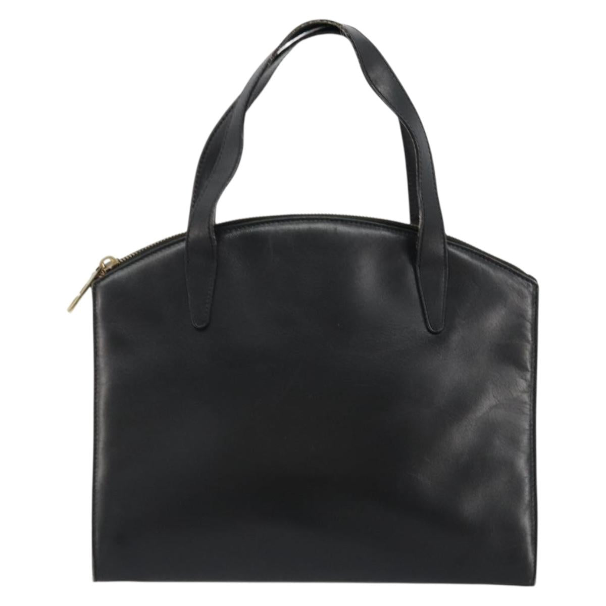 GUCCI Hand Bag Leather Black Gold 000 2058 0569 0 Auth bs34553