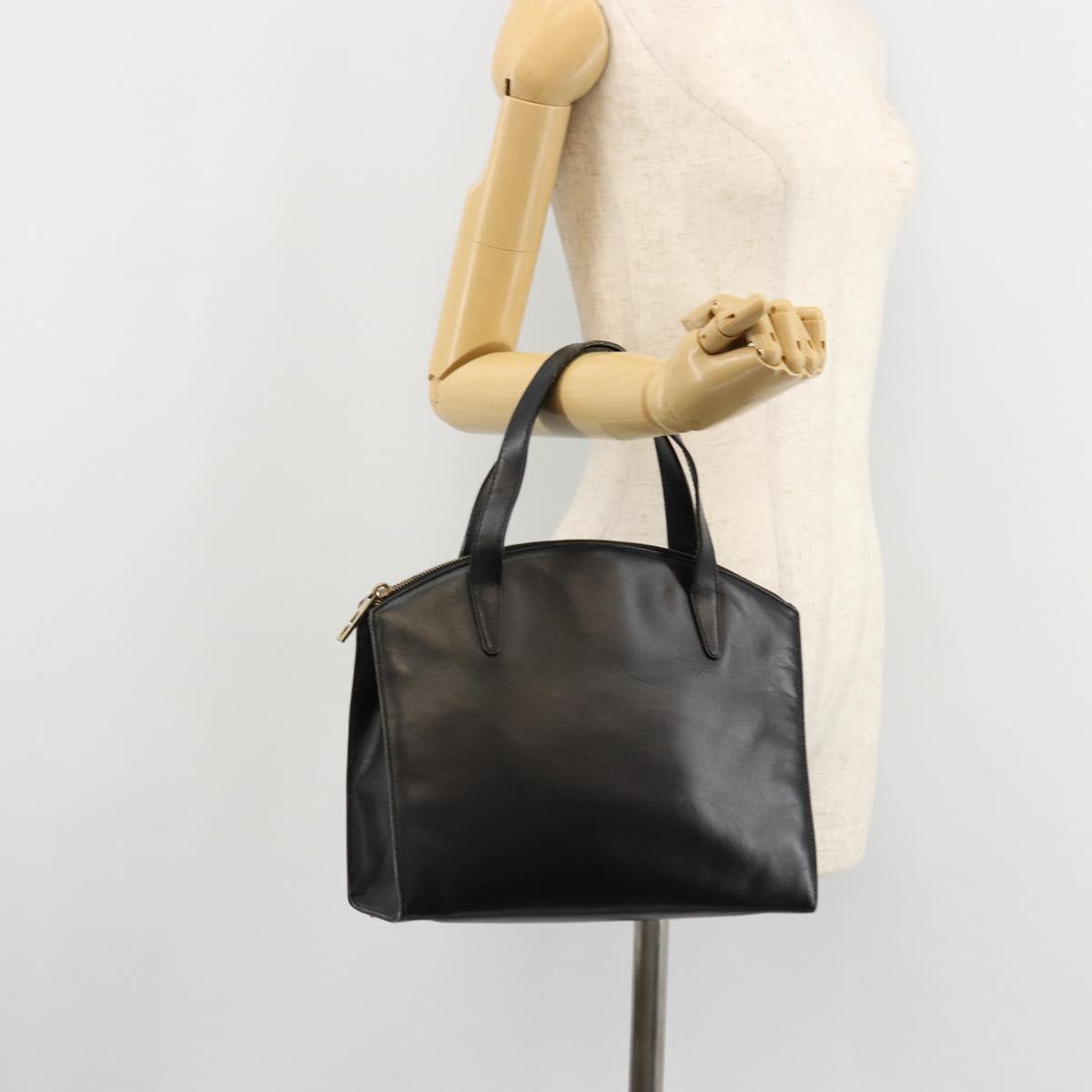 GUCCI Hand Bag Leather Black Gold 000 2058 0569 0 Auth bs34553