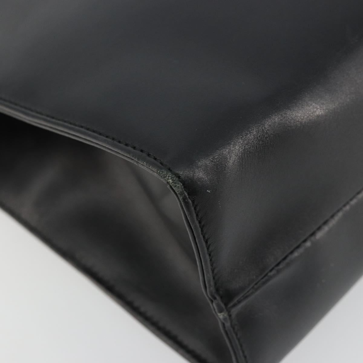 GUCCI Hand Bag Leather Black Gold 000 2058 0569 0 Auth bs34554