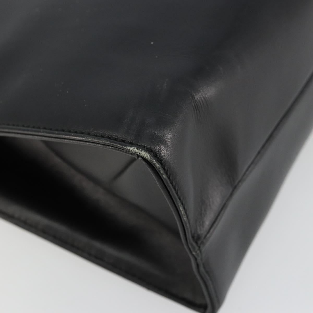 GUCCI Hand Bag Leather Black Gold 000 2058 0569 0 Auth bs34554