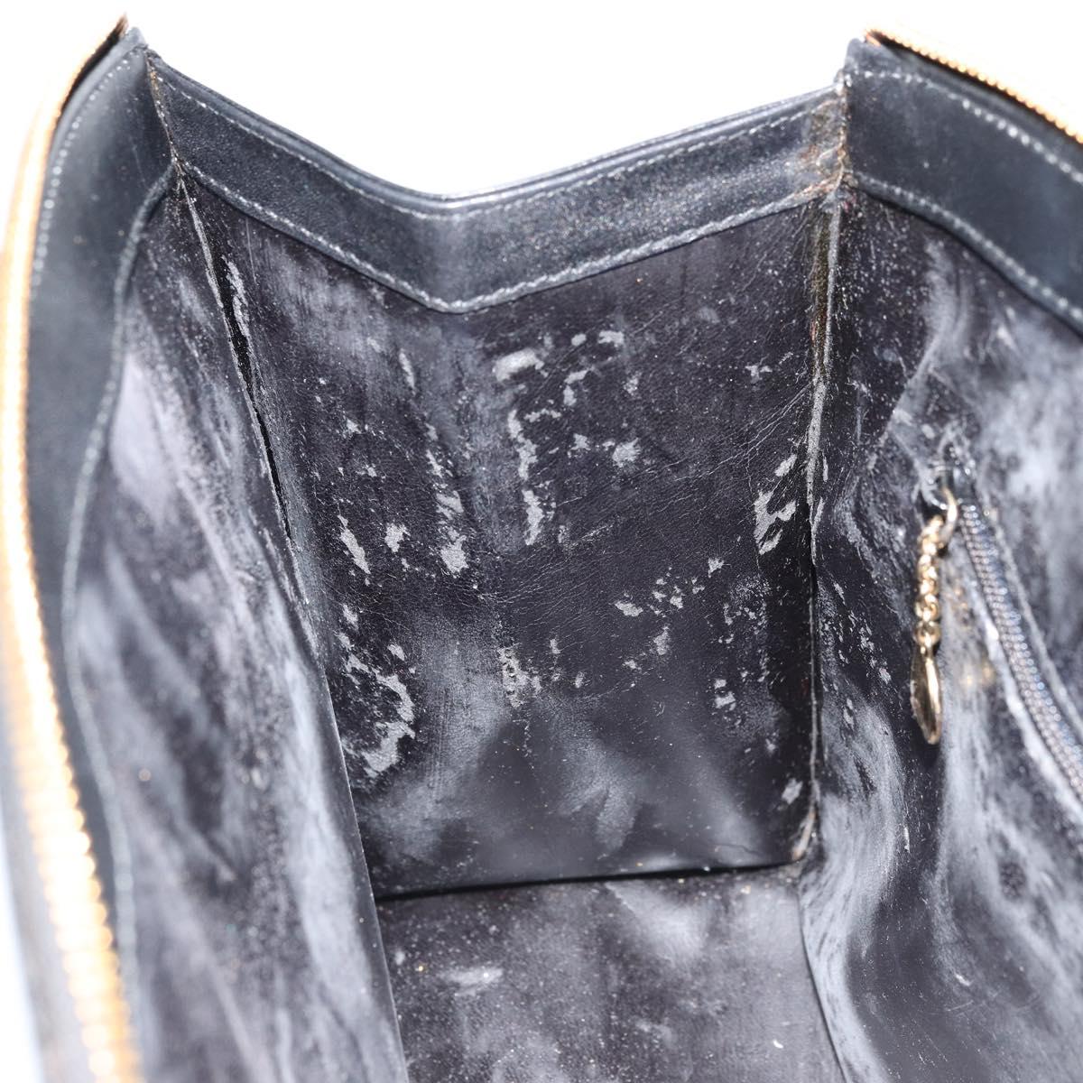 GUCCI Hand Bag Leather Black Gold 000 2058 0569 0 Auth bs34554