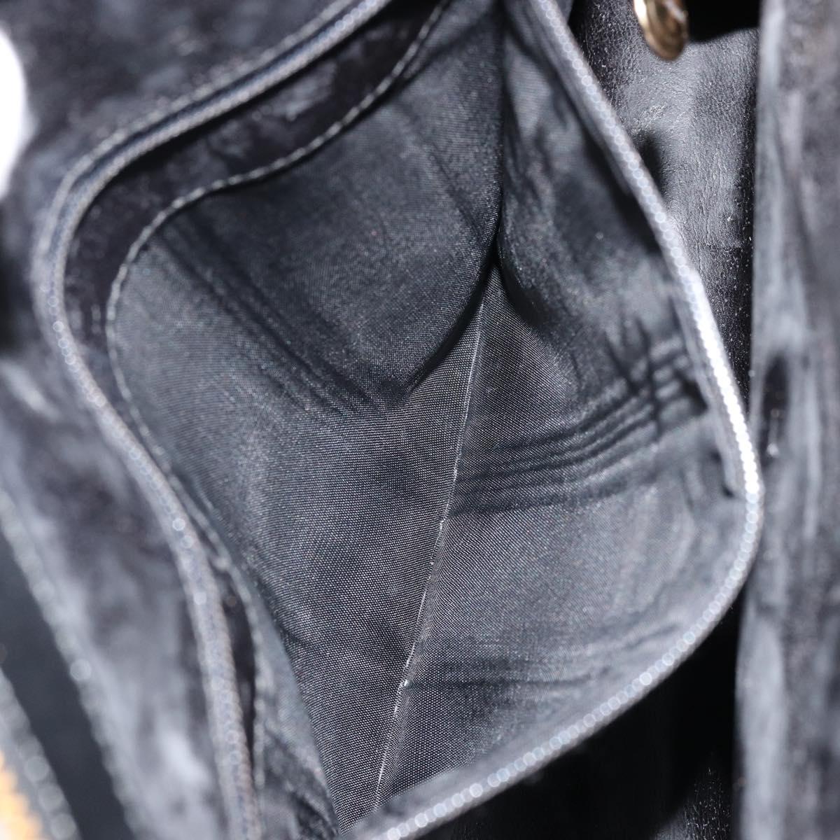 GUCCI Hand Bag Leather Black Gold 000 2058 0569 0 Auth bs34554