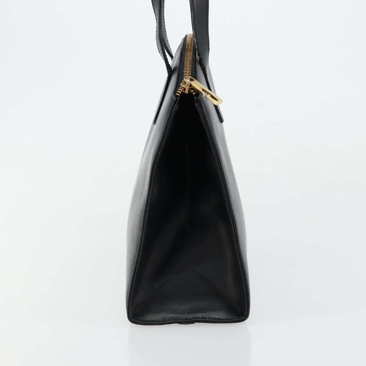 GUCCI Hand Bag Leather Black Gold 000 2058 0569 0 Auth bs34554