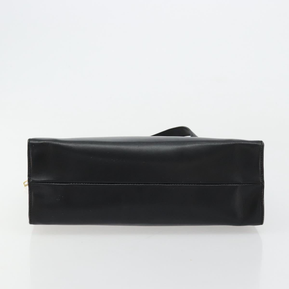 GUCCI Hand Bag Leather Black Gold 000 2058 0569 0 Auth bs34554