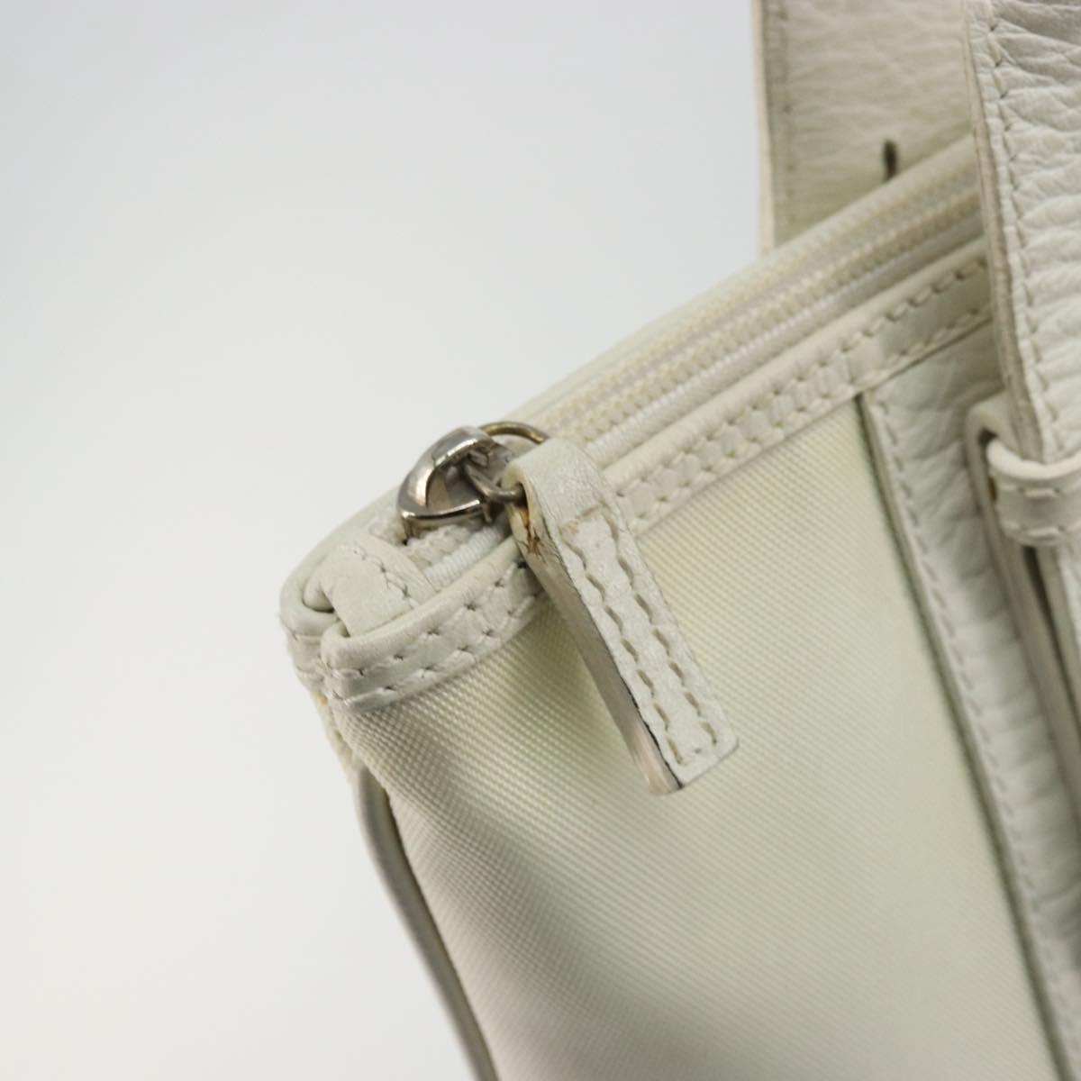 Salvatore Ferragamo Tote Bag Nylon White Silver Auth bs34557