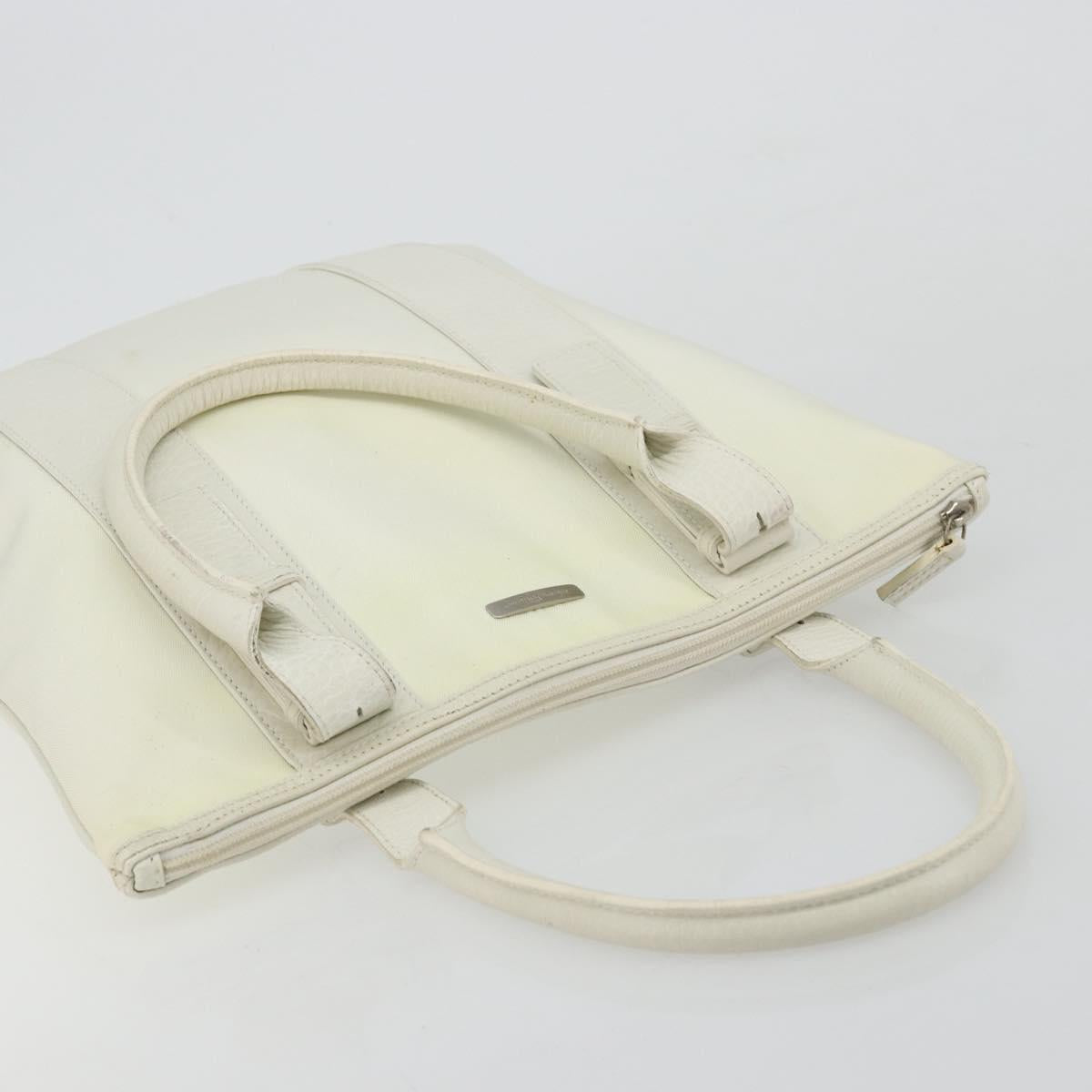 Salvatore Ferragamo Tote Bag Nylon White Silver Auth bs34557
