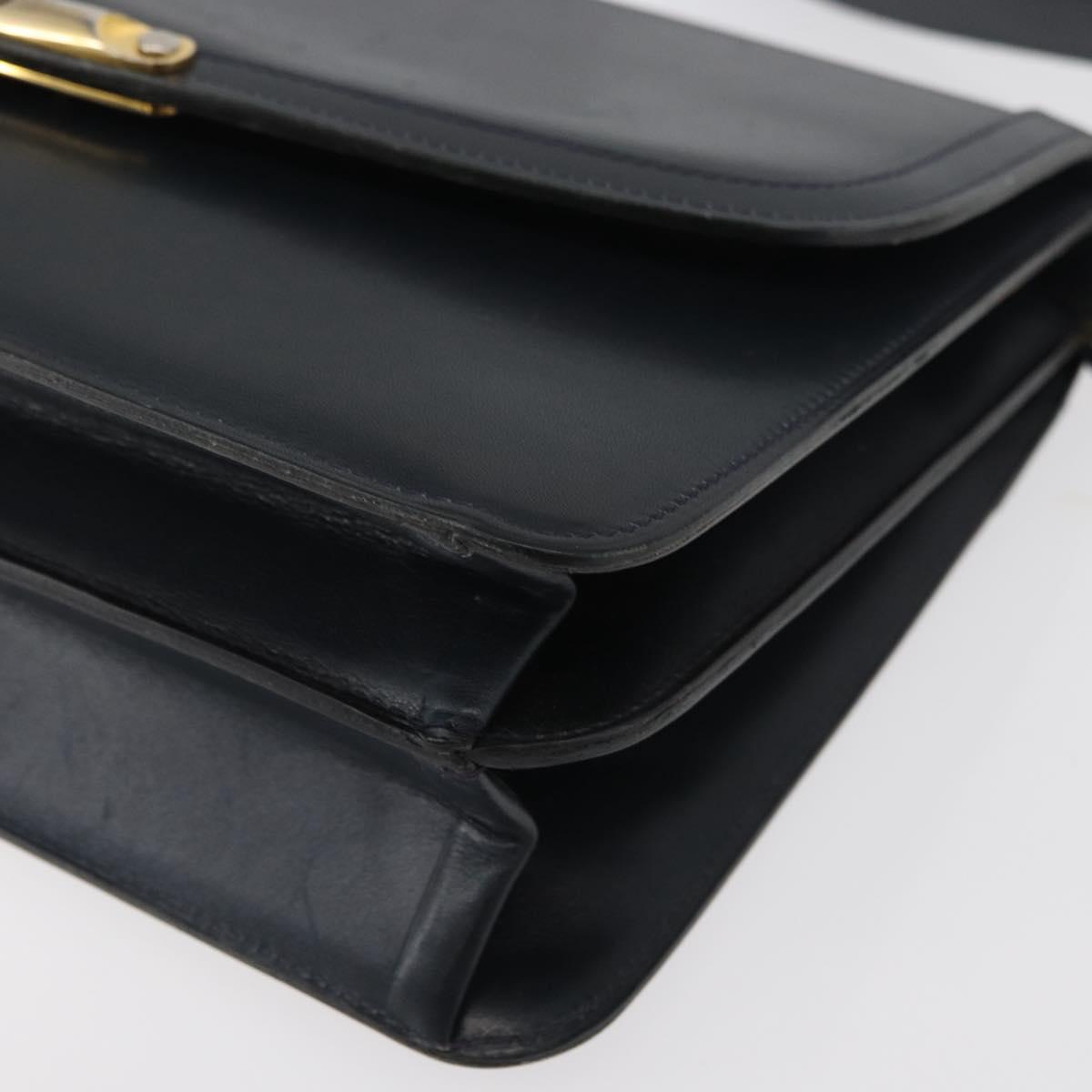 Christian Dior Shoulder Bag Leather Navy Gold Auth bs34558
