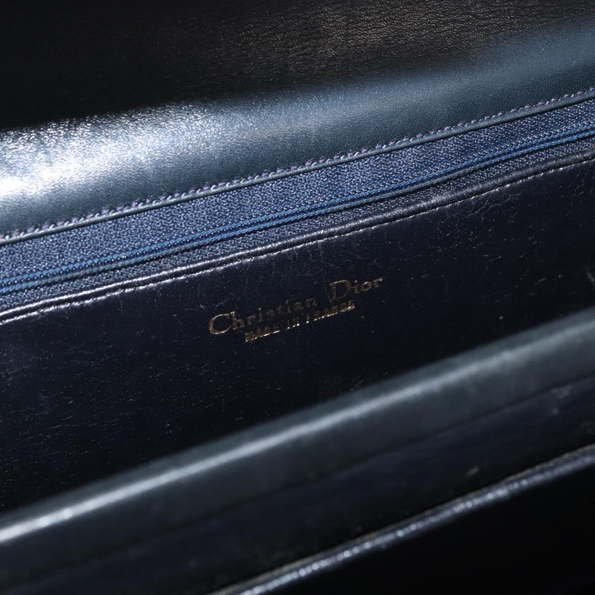 Christian Dior Shoulder Bag Leather Navy Gold Auth bs34558