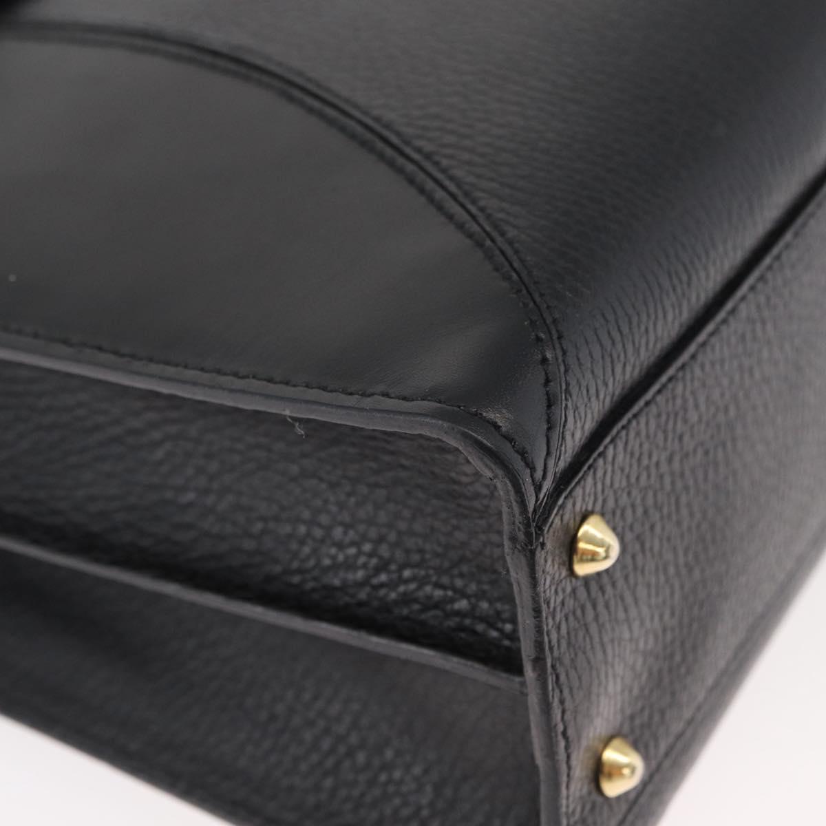 BALLY Business Bag Leather Black Gold Auth bs34560