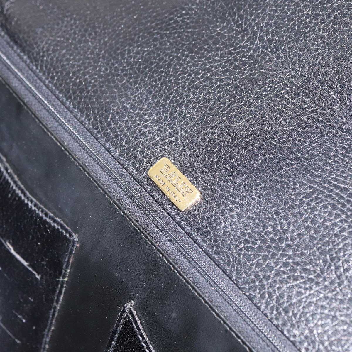 BALLY Business Bag Leather Black Gold Auth bs34560