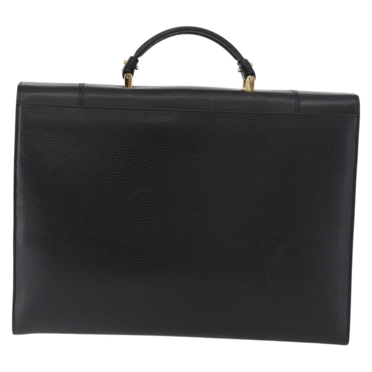 BALLY Business Bag Leather Black Gold Auth bs34560