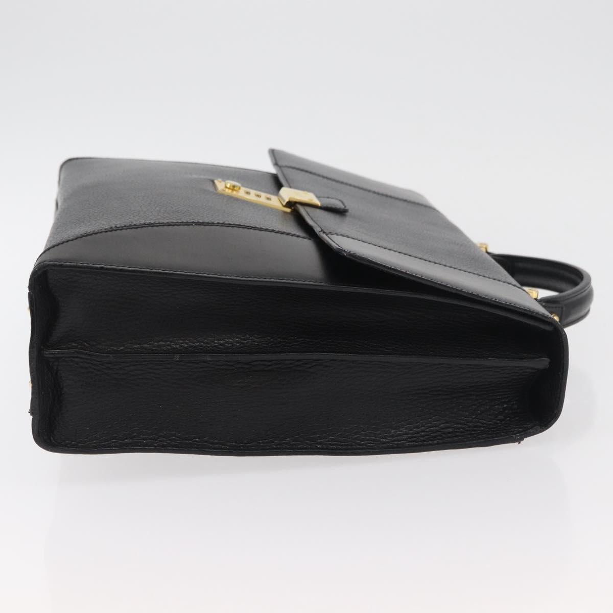 BALLY Business Bag Leather Black Gold Auth bs34560