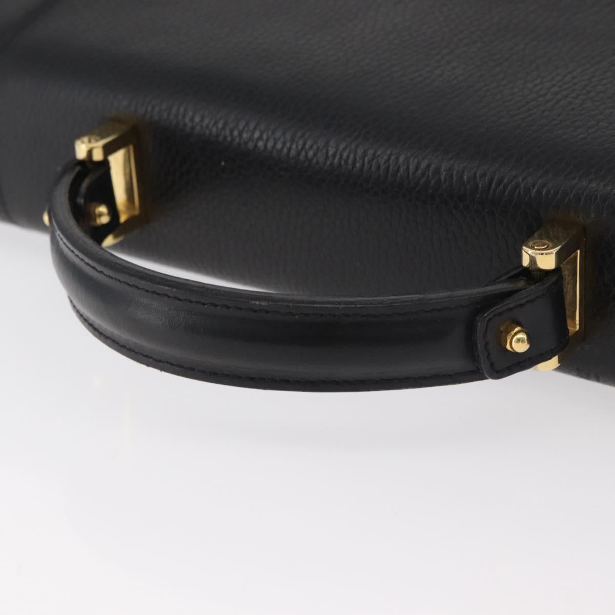 BALLY Business Bag Leather Black Gold Auth bs34560